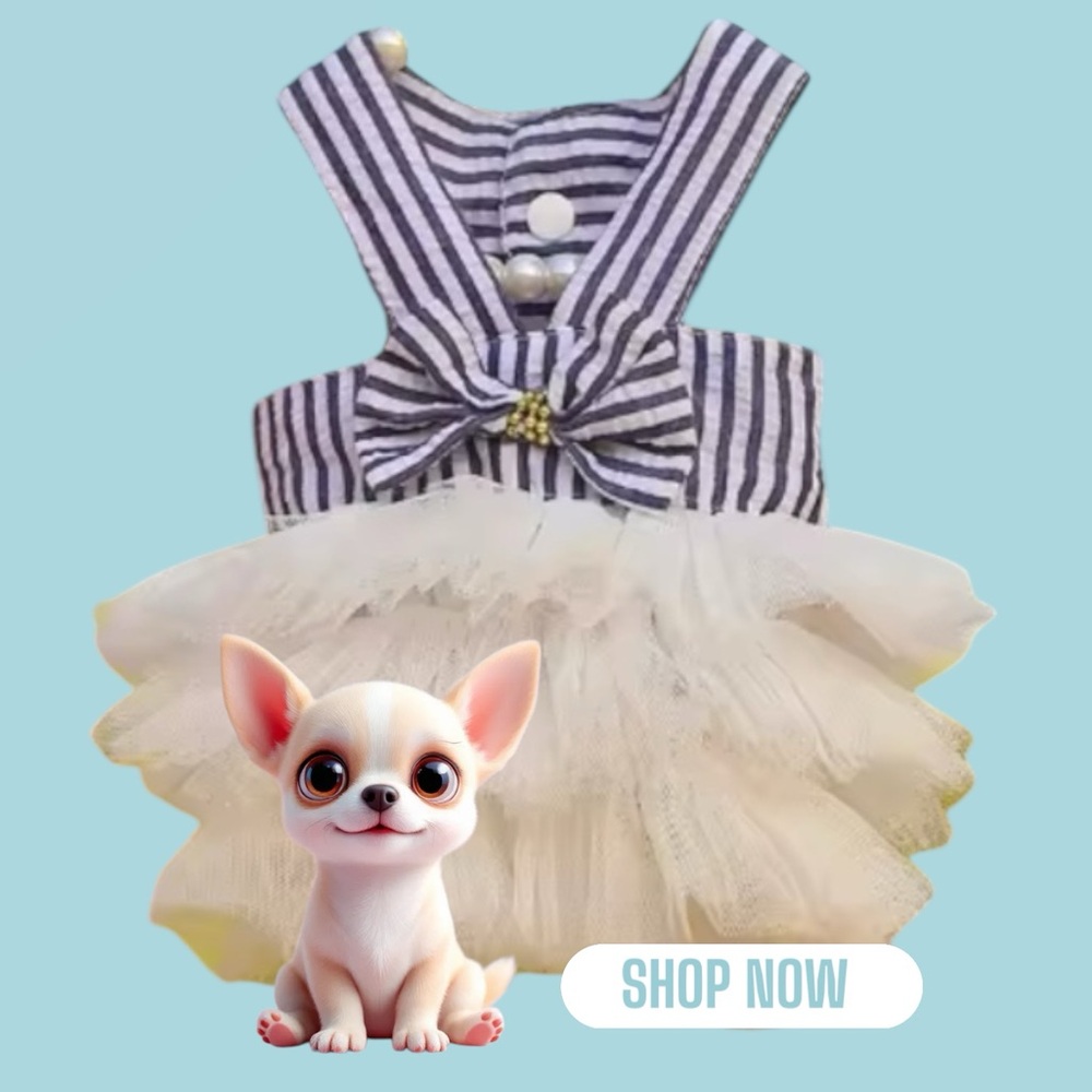 Striped Pet Dress with Tulle Skirt size Small , New with tag 🏷️